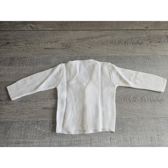 Vintage Julius Berger Baby White Button Up Sweater Cardigan  Baby Blue Bird NB - Picture 9 of 9
